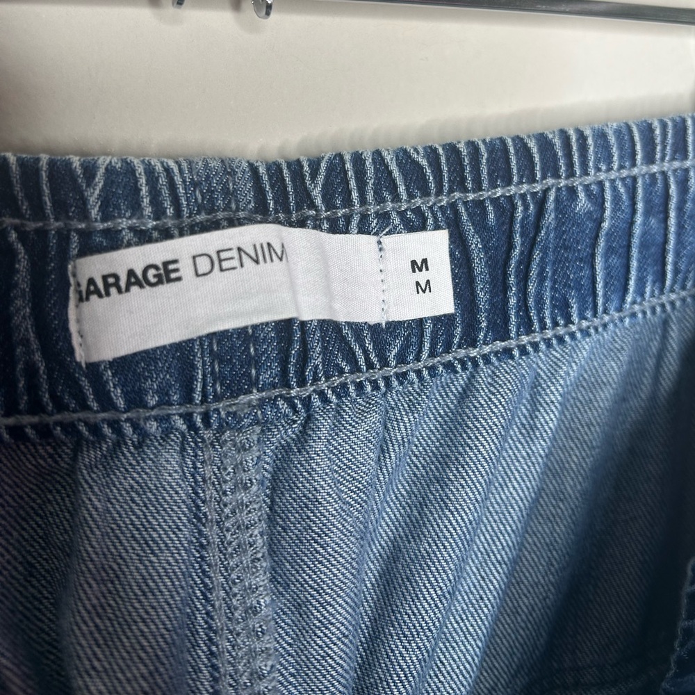 Garage Denim Cargo Pocket Elastic Waistband Pant in Light Indigo Blue sz Medium - Picture 12 of 12